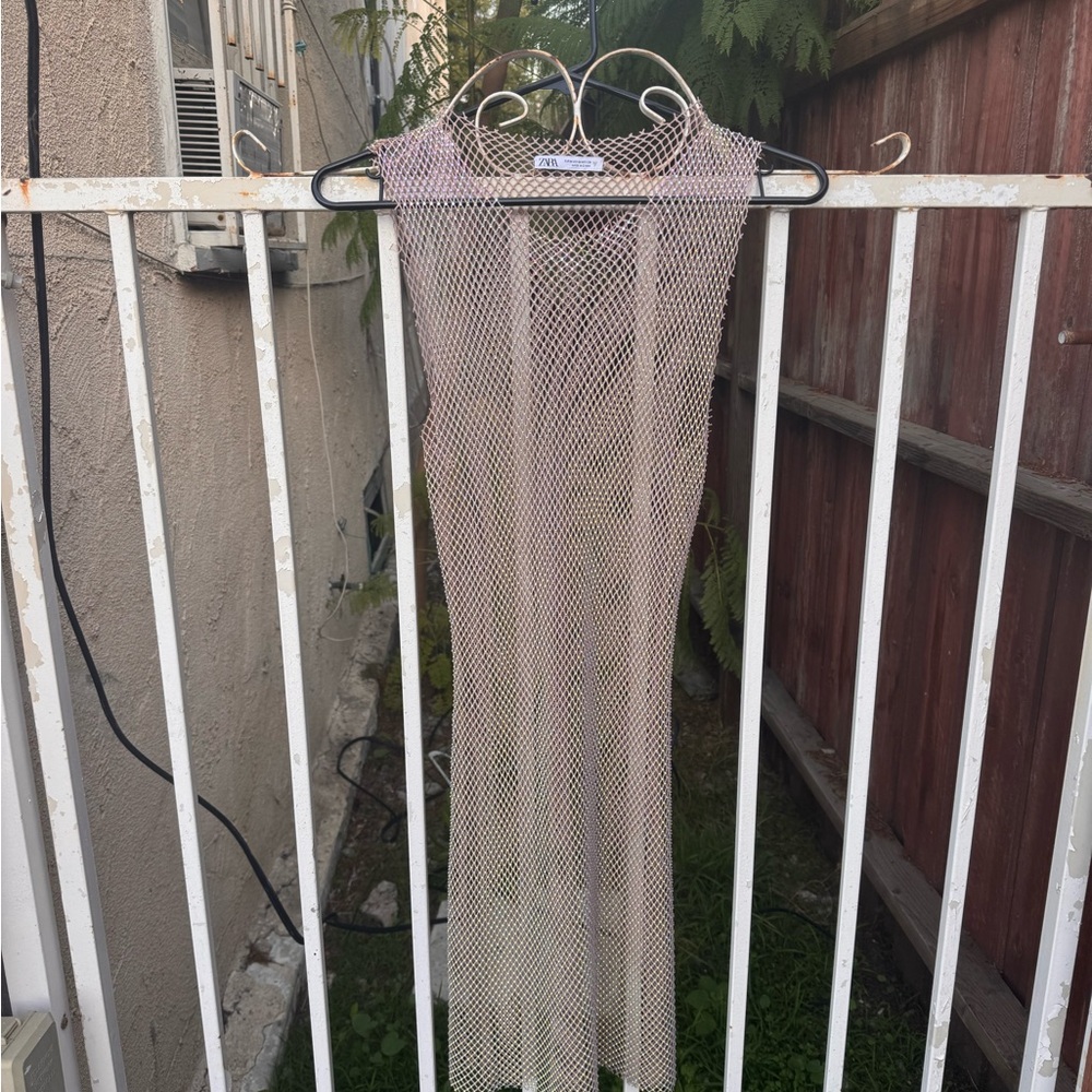 Zara Iridescent Mesh Sleeveless Dress